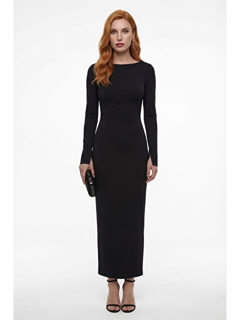 Lafaba Kadın Siyah Sırt Detaylı Maxi Abiye Elbise - S000493713-19351