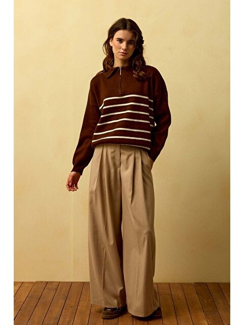 Ceylan Otantik Vizon Pile Detay Palazzo Pantolon - S000485768-26429