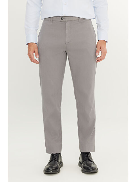 Altınyıldız Classics Erkek Gri Pamuklu Comfot Fit Rahat Kesim Yan Cepli Armürlü Casual Esnek Pantolon