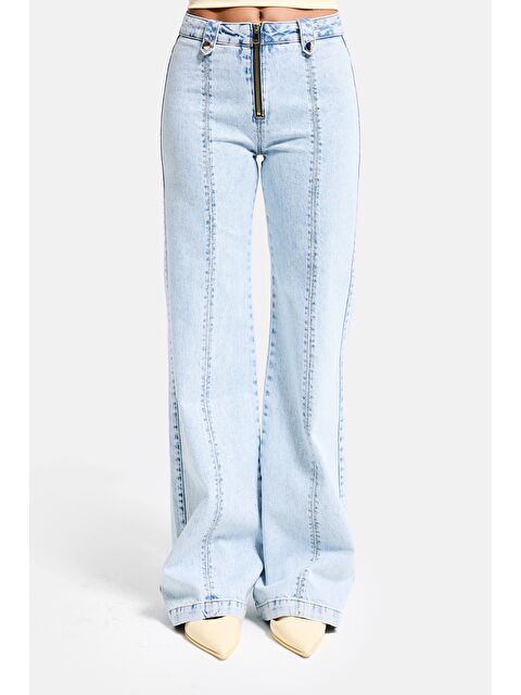 It's Basic Kadın Ice 3s6-3 Flare Fit Komfort Kumaş Fermuar Detaylı Tasarım Denim Jean - S000510427-17234