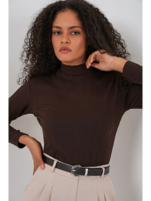 Bigdart Kadın Uzun Kollu Fitilli Body 976 - Kahverengi - S000448750-19413