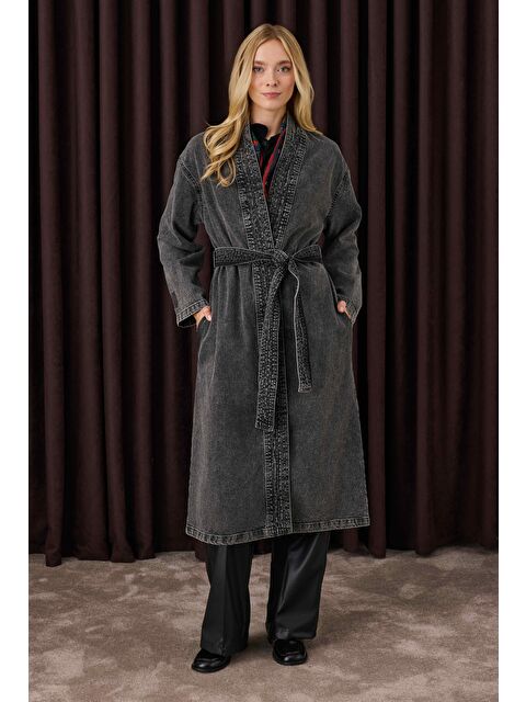 HE-QA Denim Trençkot Antrasit - S000485769-29666