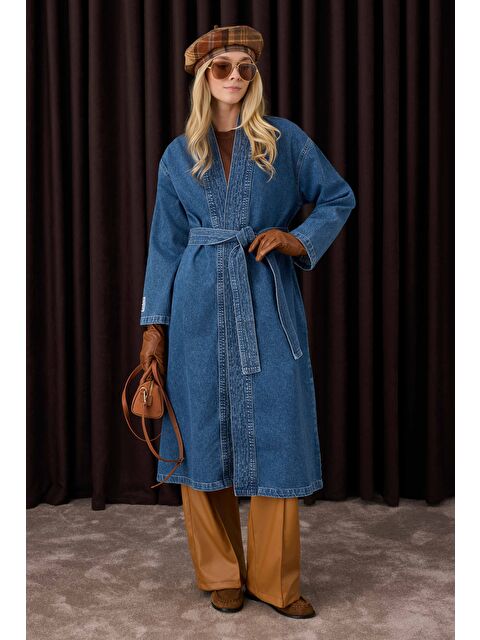 HE-QA Denim Trençkot Mavi - S000485769-1091