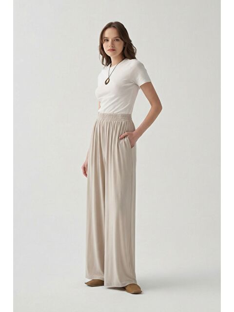 ALLDAY Taş-Beli Lastikli Geniş Paça Pantolon