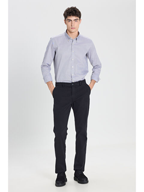 Altınyıldız Classics Erkek Siyah Slim Fit Dar Kesim Pamuklu Esnek Armürlü Yan Cep Pantolon