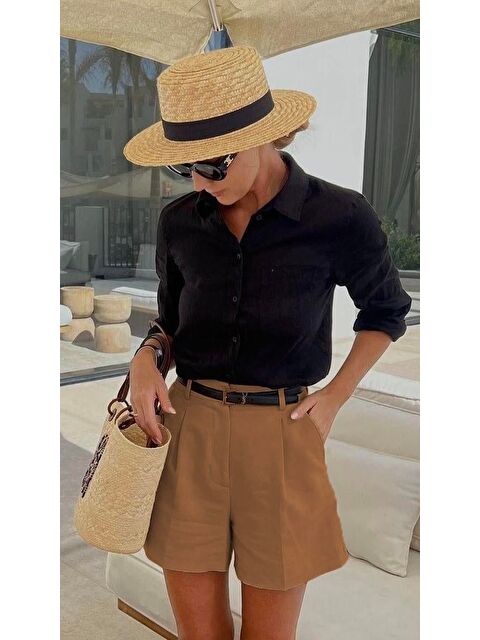 Madmext Vizon Pileli Kadın Şort Mg2518 - S000426246-26429