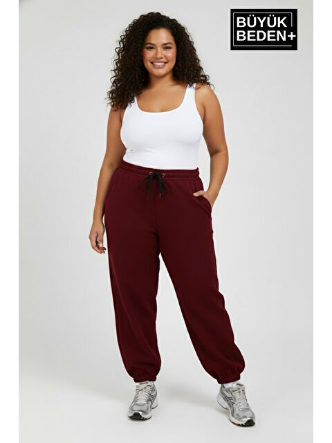 Süperlife Kadın Büyük Beden Paça Lastikli İki İplik Rahat Kalıp ince Eşofman Altı SPR26BEAK951 - S000487062-19951