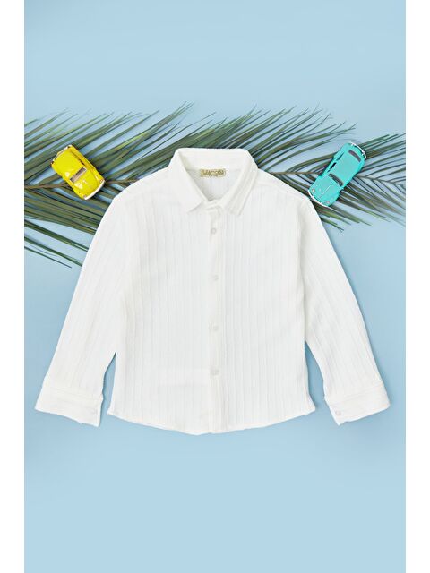 Fullamoda Jakarlı Düğmeli Erkek Çocuk Gömlek - S000506318-20063