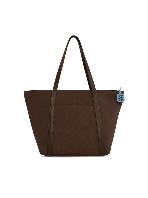 Bagmori Deri Şeritli Cepli Fermuarlı Nubuk Tote Çanta - S000487854-19413