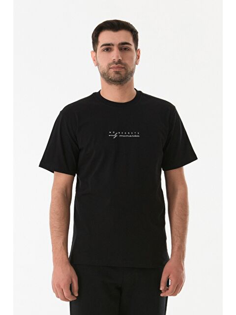 Fullamoda Kabartma Baskılı Bisiklet Yaka Tişört - S000380512-19351