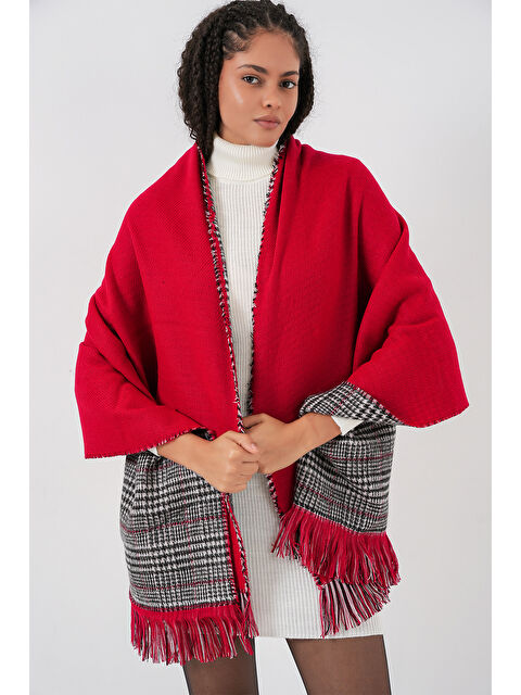 Bigdart Kadın Yumuşak Dokulu Kalın Şal Atkı 15951 - Kırmızı - S000461647-20045