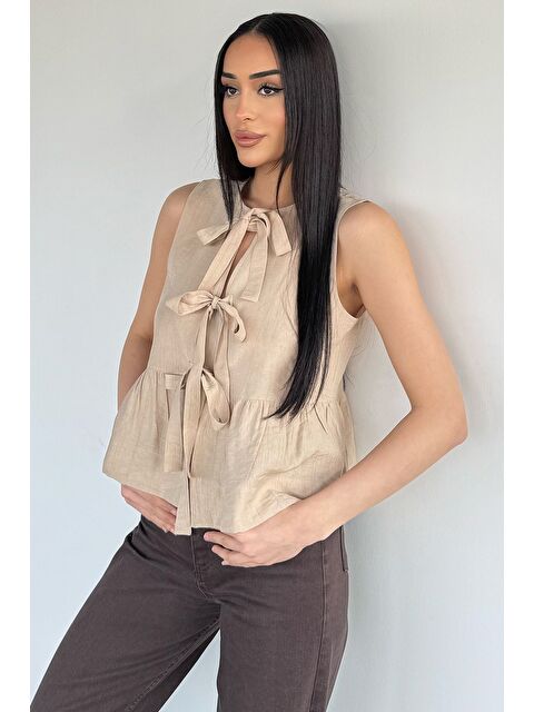 Gülseli Ön Bağlamalı Kadın Bluz