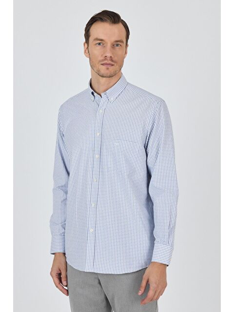 İMZA Uzun Kol Kareli Desen Bez Ayağı Düğmeli Yaka Cepli Pamuklu Classic Comfort Fit Gömlek 1004250197 - S000387908-21164