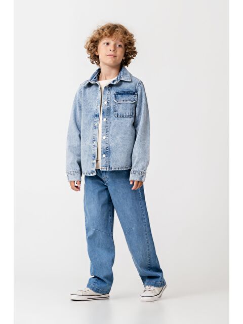 Magu Erkek Çocuk Pamuklu Denim Gömlek Ceket Ve Geniş Paça Jean Takım - S000505331-17234