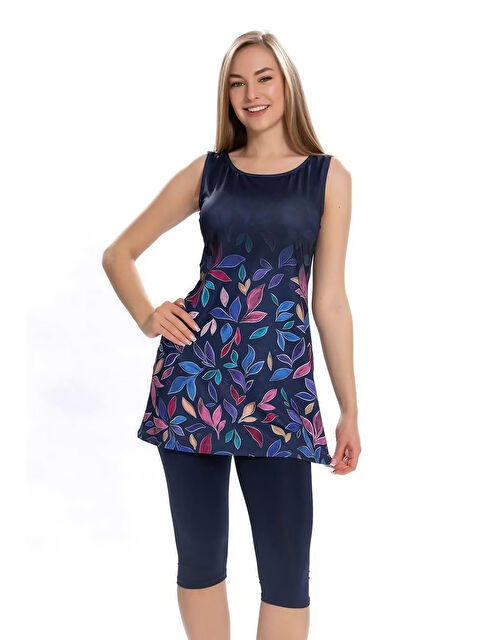 Remsa Sıfır Kol Taytlı Yarı Kapalı Mayo 169-522 Lacivert - S000347014-21164