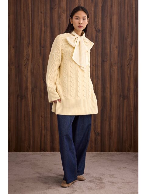 HE-QA Örgülü Uzun Kazak Tereyağ - S000471207-20072