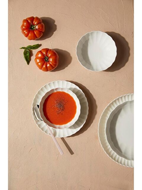 Kütahya Porselen Bone Luz Form Yemek Takımı Krem Filesiz 52 Parça 12 Kişilik - S000498013-19966