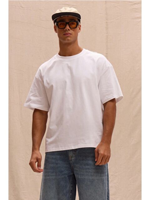 Tarz Cool Erkek %100 Organik Pamuklu Kalın Dokulu Comfort Fit Bisiklet Yakalı T-shirt