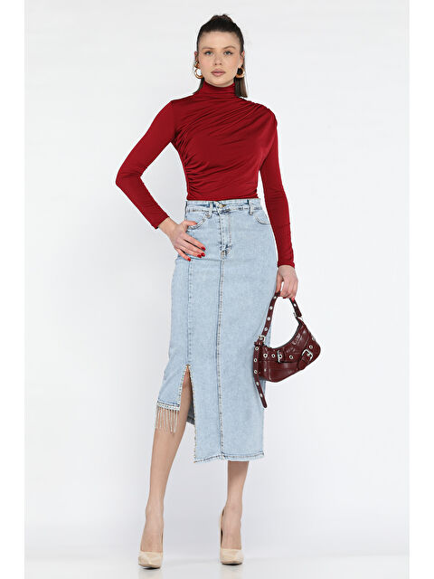 Gülseli Taş Detaylı Jean Etek - S000365002-3642