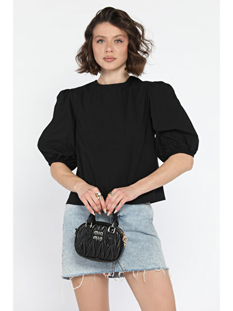 Gülseli Kadın Sırt Bağlama Detaylı Kol Lastikli Bluz - S000365001-19351