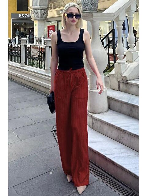 Madmext Bordo Cepli Bol Paça Kadın Pantolon Mg1882 - S000056706-19951