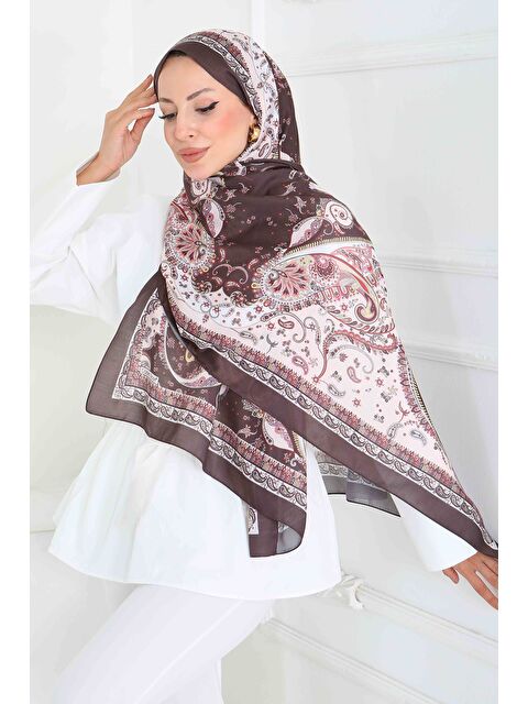 Tofisa Ethnic Grace Serisi Pamuk Şal Kahve - 27855-KAHVE - S000463374-19413