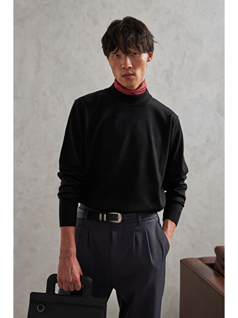 HYMAN Erkek Yarım Balıkçı Oversize Basıc Triko Kazak - S000515401-19351