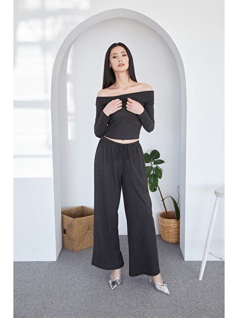 Fullamoda Beli Lastikli Bürümcük Kumaş Palazzo Pantolon - S000334915-29666