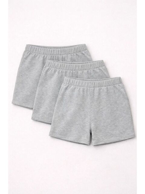 JackandRoy 3'lü Paket Set Genç Kız Beli Lastikli Basic Pamuklu Şort - S000527331-74