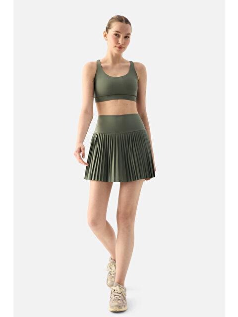 Superstacy Elira Pilili Yosun Yeşili Tenis Eteği - S000404005-18194