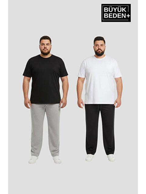 Süperlife Erkek Büyük Beden Paça Reçme İnce Eşofman Altı 2’li Set – Rahat Kalıp SPR26BEA952+2 - S000487468-37287