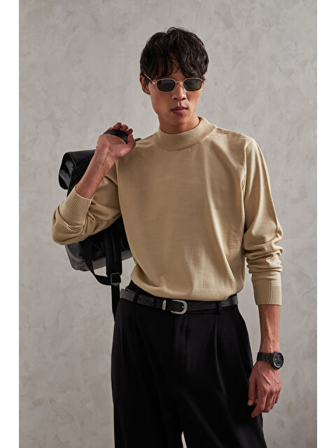 HYMAN Erkek Yarım Balıkçı Oversize Basıc Triko Kazak - S000515401-19966