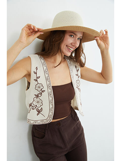 Fullamoda Etnik Desenli Müslin Kumaş Yelek - S000529225-25636