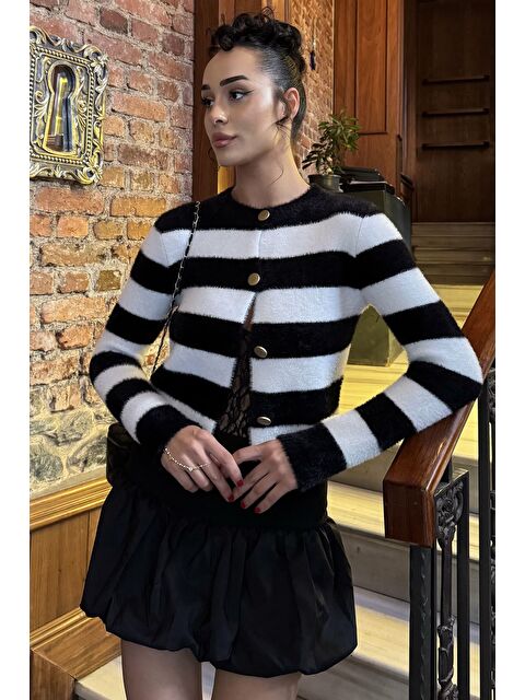 Gülseli Kadın Renk Bloklu Yumoş Triko Ceket (s-m-l Beden Uyumludur.)