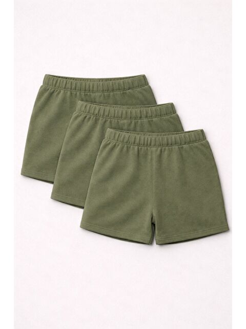 JackandRoy 3'lü Paket Set Genç Kız Beli Lastikli Basic Pamuklu Şort - S000527331-18547