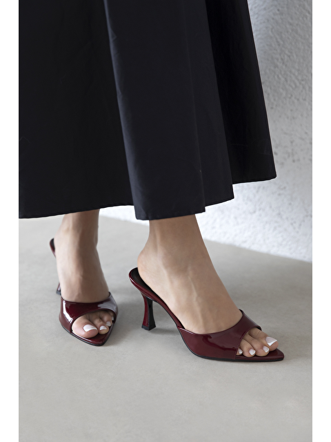 Straswans Franco Kadın Topuklu Rugan Bordo Topuklu Terlik - S000520379-19951