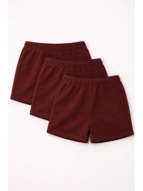 JackandRoy 3'lü Paket Set Genç Kız Beli Lastikli Basic Pamuklu Şort - S000527331-12388