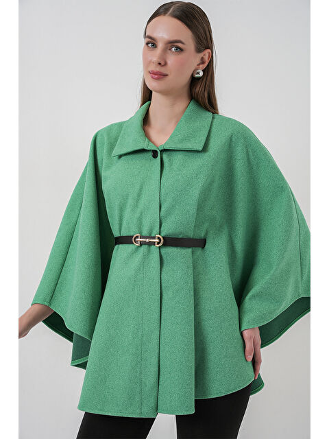 Bigdart Kadın Kemerli Kaşe Panço 9170 - Yeşil - S000469174-18194