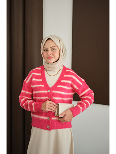 Locco Moda Kadın Kısa Triko Hırka Fuşya - S000485776-18686