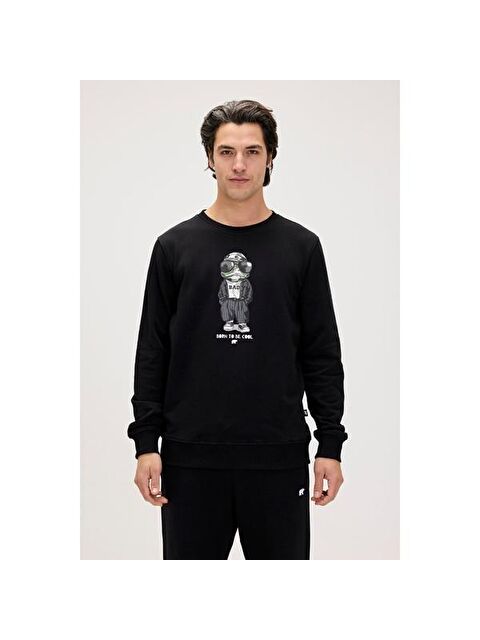 Bad Bear Gator Erkek Siyah Yuvarlak Yaka Sweatshirt - S000506898-19351