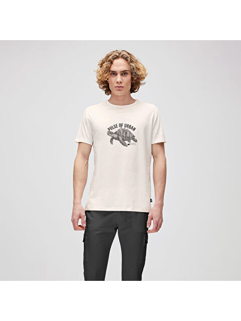 Bad Bear Caretta Pulse Erkek Bej Yuvarlak Yaka Tişört - S000529875-19928