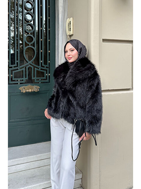 Locco Moda Kadın Sim Detay Kürk Siyah - S000485779-19351