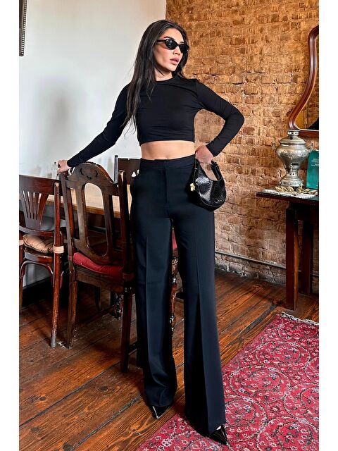 Madmext Siyah Yüksek Bel Kumaş Pantolon Mg2284 - S000333198-19351