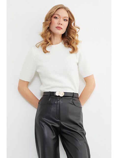 Fullamoda Basic Bisiklet Yaka Kısa Kol Triko Kazak - S000491854-19965