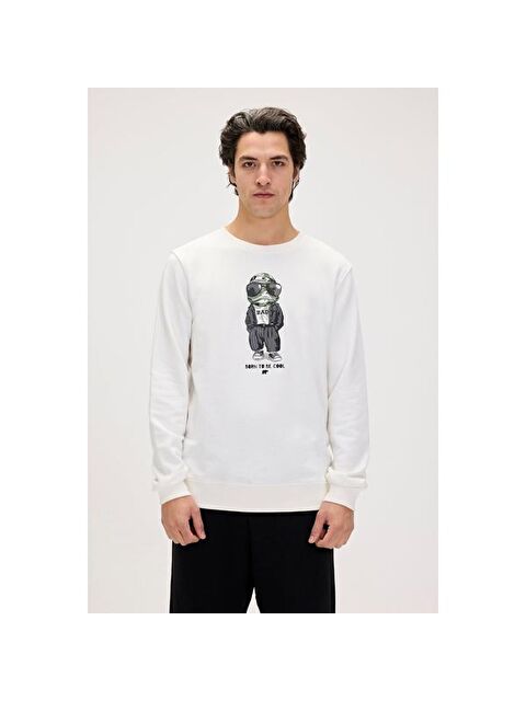Bad Bear Gator Erkek Beyaz Yuvarlak Yaka Sweatshirt - S000506898-20063