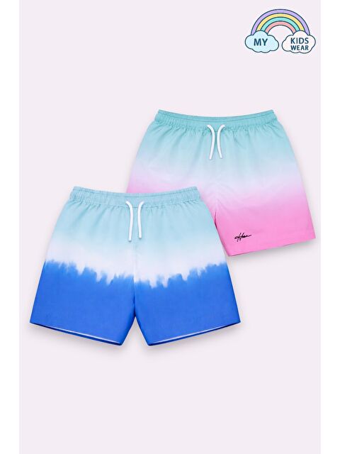 My Kids Wear Erkek Çocuk Degrade Desenli Deniz Şortu 2’li Set 3-16 Yaş 12382 - S000493728-29672