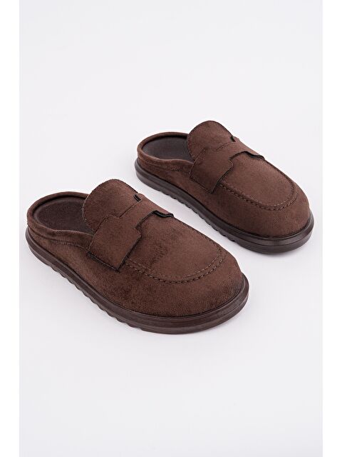 Muggo VİNTAGE Süet Deri Günlük Rahat Önü Kapalı Kadın Loafer Terlik