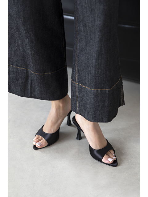 Straswans Franco Kadın Topuklu Saten Siyah Topuklu Terlik - S000520381-19351