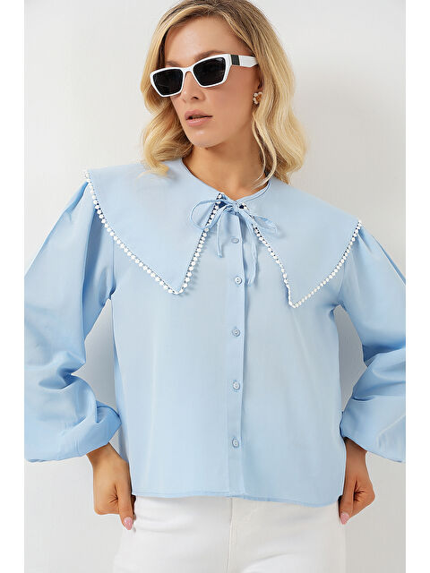 Bigdart Kadın Bebe Yaka Gömlek 20314 - Mavi - S000377797-17234