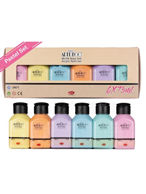Artdeco Akrilik Boya 6x75 ml Set Pastel Renkler (070I-AS2) - S000345528-23173